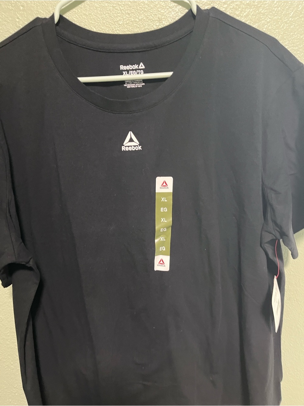Womens Reebok Black Crew Neck T-Shirt with Small White Logo